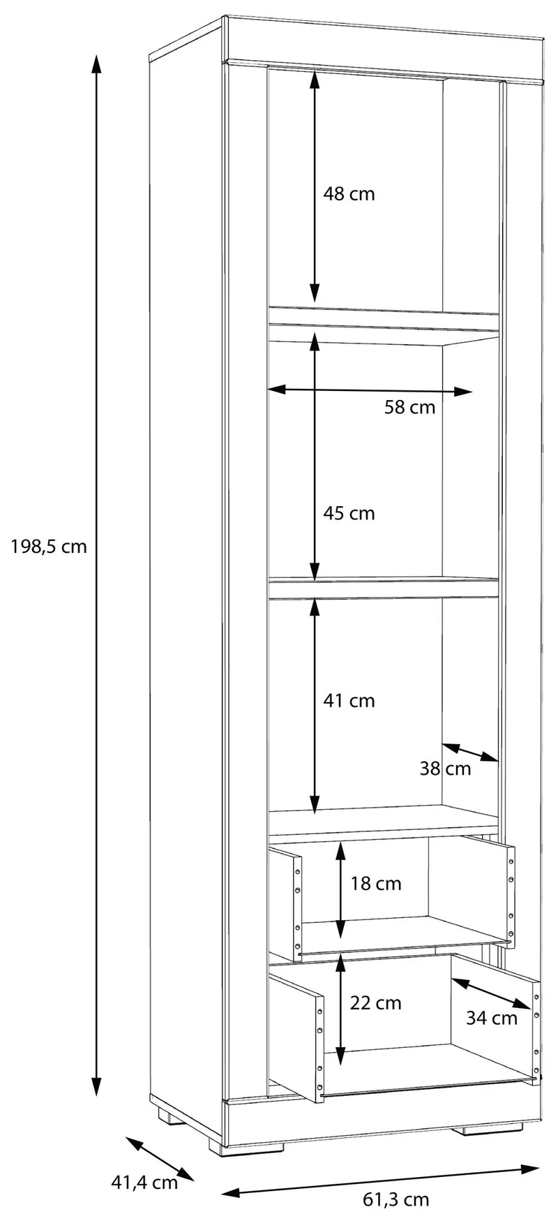 Regal SNOW Bücherregal, 2 Schubladen, Breite 61 cm, Weiß matt, Forte