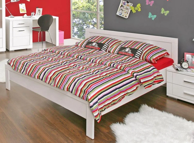 Jugendbett SNOW Bett 140 x 200 cm, Einzelbett in Weiß matt, von Forte