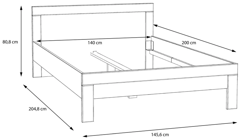 Jugendbett SNOW Bett 140 x 200 cm, Einzelbett in Weiß matt, von Forte