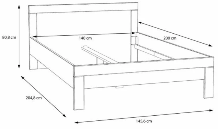 Jugendbett SNOW Bett 140 x 200 cm, Einzelbett in Weiß matt, von Forte