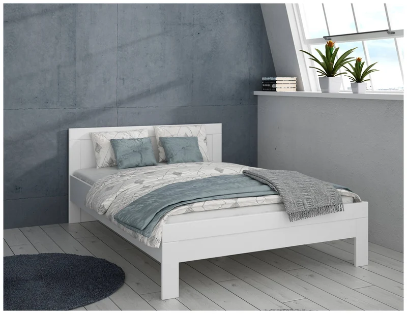 Jugendbett SNOW Bett 140 x 200 cm, Einzelbett in Weiß matt, von Forte