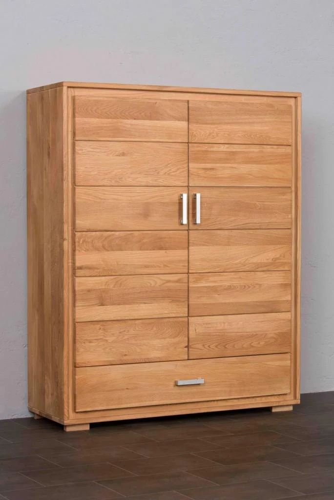 Highboard Vertiko 2-türig Wildeiche Massivholz geölt, Basel
