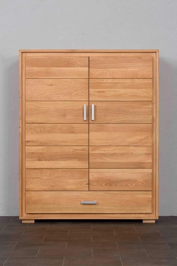 Highboard Vertiko 2-türig Wildeiche Massivholz geölt, Basel