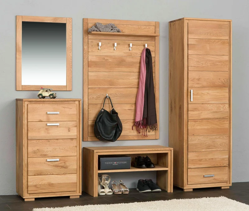 Dielenschrank 1-türig Wildeiche Massivholz geölt, Basel