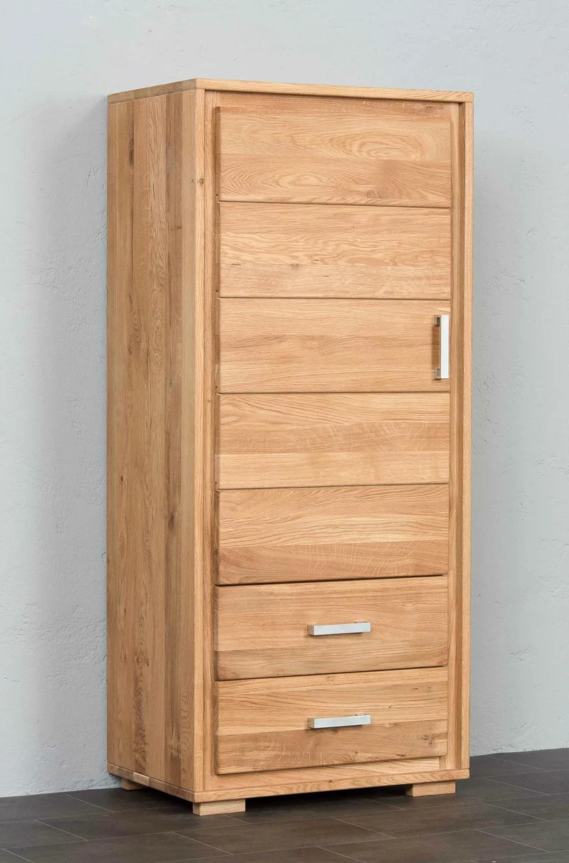 Schrank 1-türig links Wildeiche Massivholz geölt, Basel