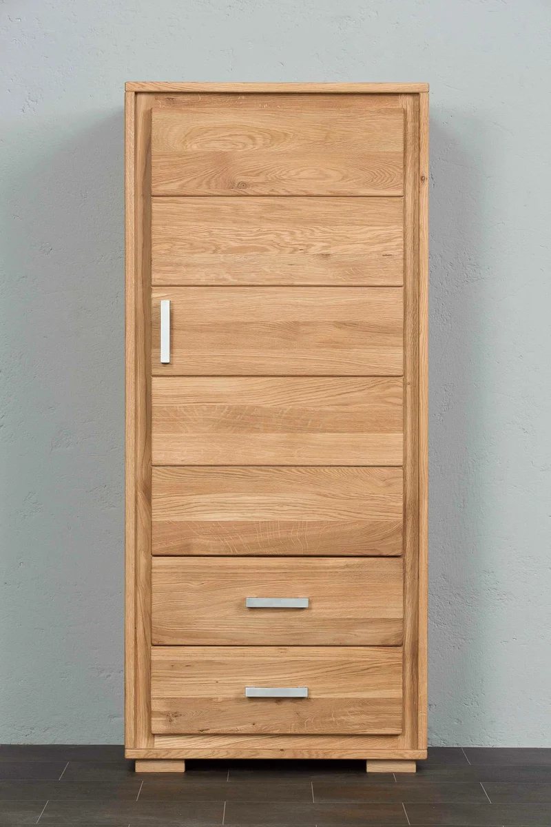 Schrank 1-türig rechts Wildeiche Massivholz geölt, Basel