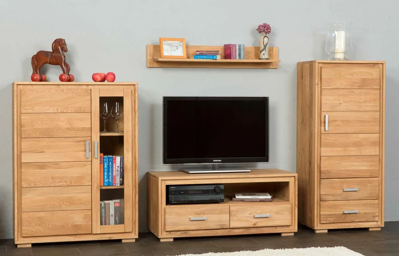 Schrank 1-türig rechts Wildeiche Massivholz geölt, Basel