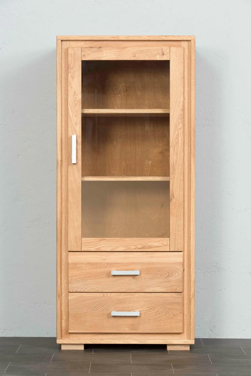 Mini Vitrine 1-türig rechts Wildeiche Massivholz geölt, Basel