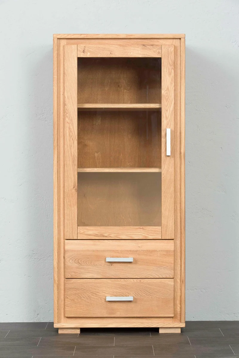 Mini Vitrine 1-türig links Wildeiche Massivholz geölt, Basel