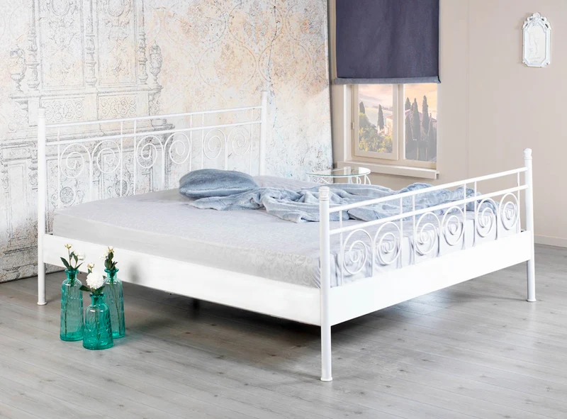 Metallbett SARA Weiß lackiert verschiedene Größen von Bed Box