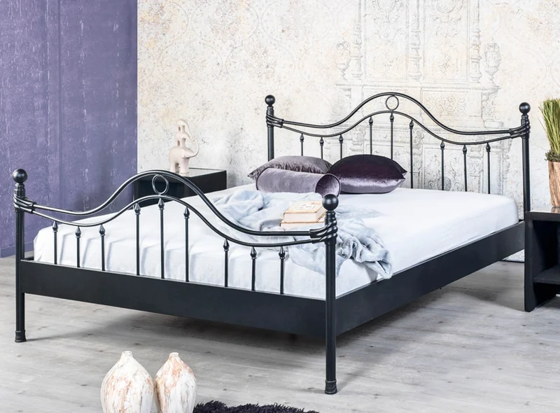 Metallbett LORENA Schwarz lackiert verschiedene Größen von Bed Box