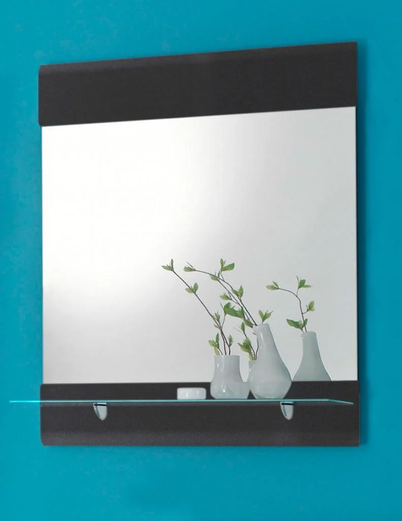 Badspiegel CHROME Spiegel mit Glasablage, Optik grau-metallic